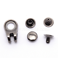 Alloy Boot Lace Hooks, for Climbing and Outdoor Shoes, with Rivets, Oval, Gunmetal, 19.5x11x8mm, Hole: 5.5mm, Button Cover: 8x4mm, Rivet: 8x4mm, Hole: 2mm(FIND-WH0062-07A)