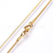 304 Stainless Steel Snake Chain Necklaces, with Lobster Claw Clasps, Golden, 19.69 inch(50cm), 1.2mm(MAK-L015-03D)