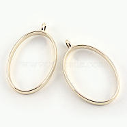 Rack Plating Alloy Oval Open Back Bezel Pendants, For DIY UV Resin, Epoxy Resin, Pressed Flower Jewelry, Cadmium Free & Nickel Free & Lead Free, Golden, 39x23.8x3.5mm, Hole: 2.8mm, Inner Diameter: 31.2x20.8mm(X-PALLOY-S047-26E-FF)