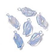 UV Plating Acrylic Pendants, with Glitter Powder, AB Color, Conch Charm, Sky Blue, 33x15x11.5mm, Hole: 3mm(PACR-M003-09F)