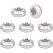 8Pcs 925 Sterling Silver Spacer Beads, with Silica Gel, Flat Round, Silver, 5.9~6.2x2.7~3mm, Hole: 1.2mm(STER-BC0001-61B)