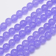 Natural & Dyed Malaysia Jade Bead Strands, Round, Medium Purple, 8mm, Hole: 1.0mm, about 48pcs/strand, 15 inch(X-G-A146-8mm-A19)