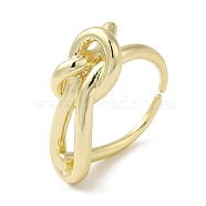 Brass Open Cuff Rings, Knot Ring for Women, Real 18K Gold Plated, 2~10mm, Inner Diameter: 18mm(RJEW-Q778-53G)