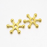 Tibetan Style Alloy Snowflake Beads, Cadmium Free & Nickel Free & Lead Free, Golden, 16x14x3mm, Hole: 2mm(X-TIBEB-S006-G-FF)