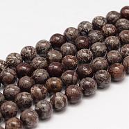 Natural Snowflake Obsidian Bead Strands, Round, 4mm, Hole: 0.6~1mm, about 95pcs/strand, 15.5 inch(G-K153-B41-4mm)