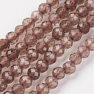 Natural Smoky Quartz Bead Strand, Round, Faceted, 2mm, Hole: 0.5mm, about 164pcs/strand, 15.8 inch(40.2cm)(G-G680-22)