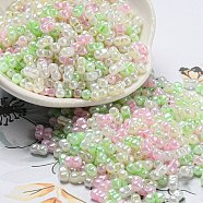Glass Seed Beads, Opaque Colours Luster, Peanut, Pale Green, 6x3x3mm, Hole: 1.2mm, about 4000pcs/pound(SEED-K009-02B-19)