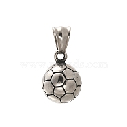 304 Stainless Steel Pendants, Football Charm, Antique Silver, 19x13.5mm, Hole: 8.5x4mm(STAS-Z110-02AS-01)