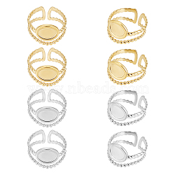 8Pcs 2 Colors 304 Stainless Steel Open Cuff Ring Components, Bezel Cup Ring Settings, Oval, Real Gold Plated & Stainless Steel Color, Inner Diameter: 17mm, Tray: 6.3x8.4mm, 4Pcs/color(STAS-UN0055-02)