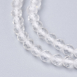 Natural Quartz Crystal Beads Strands, Rock Crystal Beads, Faceted, Round, Clear, 2mm, Hole: 0.5mm, about 200pcs/strand, 15.7 inch(40cm)(X-G-D166-B-2mm)