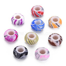 Opaque Acrylic European Beads, Large Hole Beads, Rondelle, Mixed Color, 14x7.5mm, Hole: 6mm, about 500pcs/500g(MACR-S308-01B)