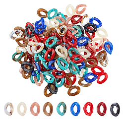 Acrylic Linking Rings, Quick Link Connectors, For Curb Chains Making, Imitation Gemstone Style, Twist, Mixed Color, 23x16.5x5.5mm, Inner Diameter: 11.5x6mm, 9 colors, 30pcs/color, 270pcs/set.(OACR-PH0001-43)