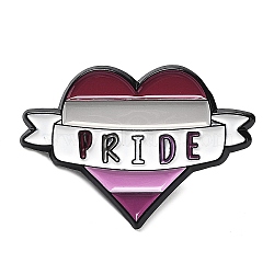 Lesbian Pride Rainbow Theme Enamel Pins, Black Zinc Alloy Brooch for Women, Heart, 21x30.5x1.5mm(JEWB-D019-04F-EB)