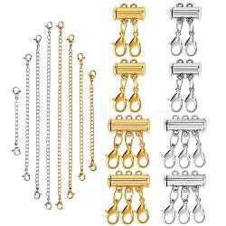 8 Strands 8 Style 304 Stainless Steel Chain Extender, 8 Sets 4 Style Alloy Magnetic Slide Lock Clasps, for DIY Necklace Jewelry Kits, Platinum & Golden, 80~150x6.5mm, Ring: 4x3x0.6mm, Clasp: 10.5x6.5x3.5mm, 1 strand/style(DIY-SZ0004-40)