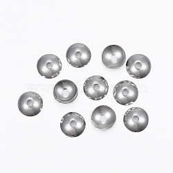 201 Stainless Steel Bead Caps, Apetalous, Stainless Steel Color, 8x2mm, Hole: 2mm(X-STAS-H376-123)