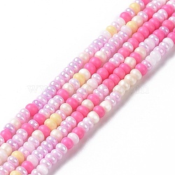 Glass Seed Bead Strands, Round Hole, Round, Hot Pink, 2.5~3x1.8~2.5mm, Hole: 1mm, about 191~200pcs/strand, 16.06~16.26 inch(40.8~41.3cm)(LAMP-B021-04D)