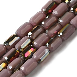 Electroplate Glass Beads Strands, Faceted, AB Color, Column, Saddle Brown, 3x5mm, Hole: 1mm, about 79pcs/strand, 16.5 inch(42cm)(EGLA-D031-01-12)