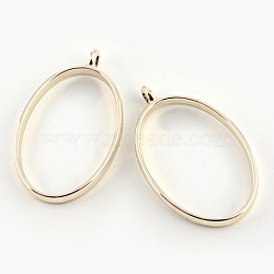 Rack Plating Alloy Oval Open Back Bezel Pendants, For DIY UV Resin, Epoxy Resin, Pressed Flower Jewelry, Cadmium Free & Nickel Free & Lead Free, Golden, 39x23.8x3.5mm, Hole: 2.8mm, Inner Diameter: 31.2x20.8mm(X-PALLOY-S047-26E-FF)