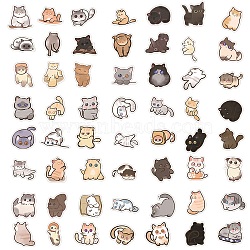 60Pcs Cartoon Cat PVC Stickers for DIY Decorating Luggage, Guitar, Notebook, Mixed Color, 40~80mm, 60pcs(PW-WG41367-01)