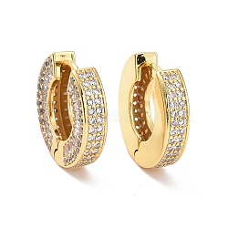 Clear Cubic Zirconia Hinged Hoop Earrings, Brass Jewelry for Women, Cadmium Free & Lead Free, Golden, 17x17.5~18x4mm, Pin: 0.8mm(KK-D079-06G)