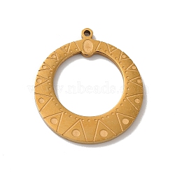 Bohemian Style 304 Stainless Steel Pendant, Round Ring, Golden, 22x20x1.5mm, Hole: 1mm(STAS-M314-03H-G)