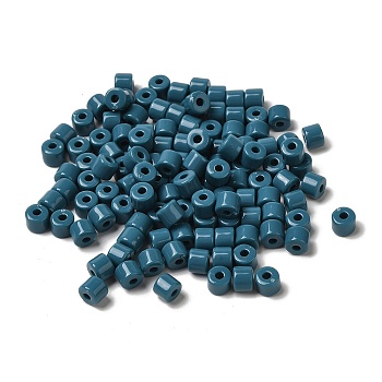 Opaque Acrylic Beads, Column, Steel Blue, 6.5x5mm, Hole: 2.2mm