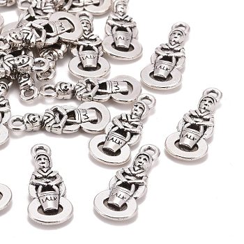 Tibetan Style Alloy Pendants, Number 8 with Human, Cadmium Free & Nickel Free & Lead Free, Antique Silver, 22x9x3mm, Hole: 2mm