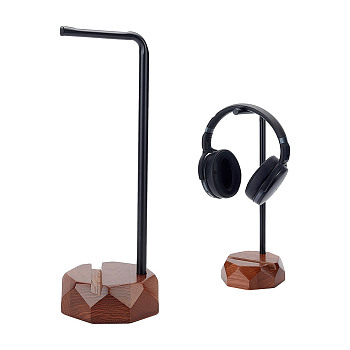 Wood Headset Display Stands Holder, Coconut Brown, 11x12x35cm