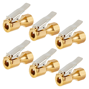 SUPERFINDINGS 6Pcs Brass Tyre Inflatable Clamp, Golden, 39x30mm, Hole: 8mm