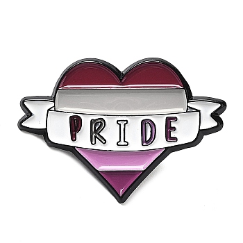 Lesbian Pride Rainbow Theme Enamel Pins, Black Zinc Alloy Brooch for Women, Heart, 21x30.5x1.5mm