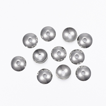 201 Stainless Steel Bead Caps, Apetalous, Stainless Steel Color, 8x2mm, Hole: 2mm