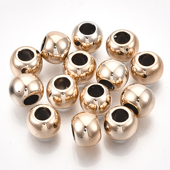 UV Plating ABS Plastic Beads, Round, Rose Gold Plated, 19.5~20x15.5mm, Hole: 9.5mm