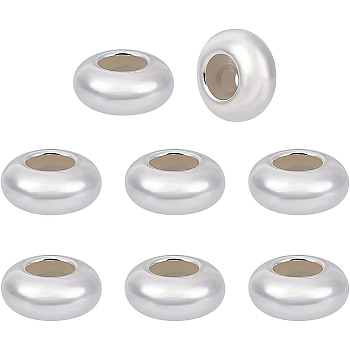 8Pcs 925 Sterling Silver Spacer Beads, with Silica Gel, Flat Round, Silver, 6.2x3mm, Hole: 1.2mm