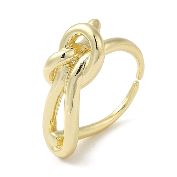 Brass Open Cuff Rings, Knot Ring for Women, Real 18K Gold Plated, 2~10mm, Inner Diameter: 18mm