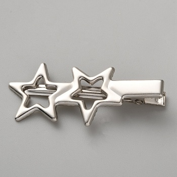 Iron Alligator Hair Clips, Star, Platinum, 56.5x24.5x11.5mm