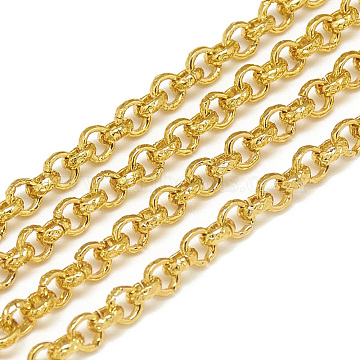 Aluminum Rolo Chains, Belcher Chains, Textured, Unwelded, Gold, 3.6x1.4mm(X-CHA-S001-031A)