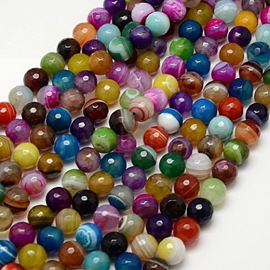 10mm Mixed Color Round Striped Agate Beads