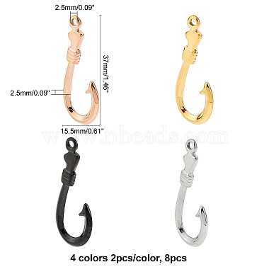Unicraftale 8Pcs 4 Colors 304 Stainless Steel Hook and S-Hook Clasps(STAS-UN0021-47)-4