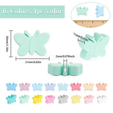16Pcs 16 Colors Food Grade Eco-Friendly Silicone Beads(SIL-CA0002-17)-2