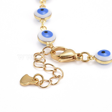 Bracelets et colliers chaîne à maillons mauvais œil en laiton émaillé ensembles de bijoux(SJEW-JS01191)-7