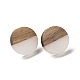 Resin & Walnut Wood Flat Round Stud Earrings with 304 Stainless Steel Pin for Women(EJEW-N017-010A-02)-1