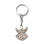 Tibetan Style Alloy Keychains, with Alloy Split Key Rings and Iron Open Jump Rings, Angel, Antique Silver, 9.5cm