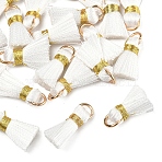 20Pcs Handmade Polycotton(Polyester Cotton) Tassel Decorations, Pendant Decorations, with Golden Iron Loops, White, 17~21x10x5mm, Jump Ring: 6x0.7mm, Inner Diameter: 4.6mm, 20pcs/set(FIND-FS0003-27G)