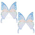 Ppolyester & Resin Thread Iron on/Sew On Patches, Hot Melt Adhesive, Cloth Appliques, Butterfly, Light Sky Blue, 230x200x11.5mm(PATC-WH20007-06B)