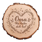 Carved Wood Round Sheets, for Home Display Decoration, Heart Pattern, 170~180x15mm(AJEW-WH0362-005)