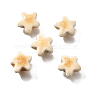 Handmade Porcelain Beads, Star, PeachPuff, 13.5x15x7.5mm, Hole: 2mm(PORC-H013-05-23)