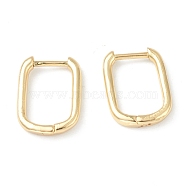 Brass Huggie Hoop Earrings, Long-Lasting Plated, Rectangle, Real 18k Gold Plated, 15.5x11.5x2mm, Pin: 1mm(EJEW-L234-025G)