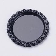 Iron Cabochon Settings, Planish Beer Bottle Cap, Flat Round, Black, Tray: 26mm, 34x3mm(IFIN-G067-07J)