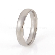 201 Stainless Steel Plain Band Rings, Stainless Steel Color, US Size 6(16.5mm), 4mm(RJEW-G107-4mm-6-P)
