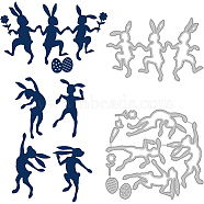 2Pcs 2 Styles Dancing Them Carbon Steel Cutting Dies Stencils, for DIY Scrapbooking, Photo Album, Decorative Embossing Paper Card, Stainless Steel Color, Rabbit Pattern, 7.8~11x11.9x0.08cm, 1pc/style(DIY-WH0309-748)